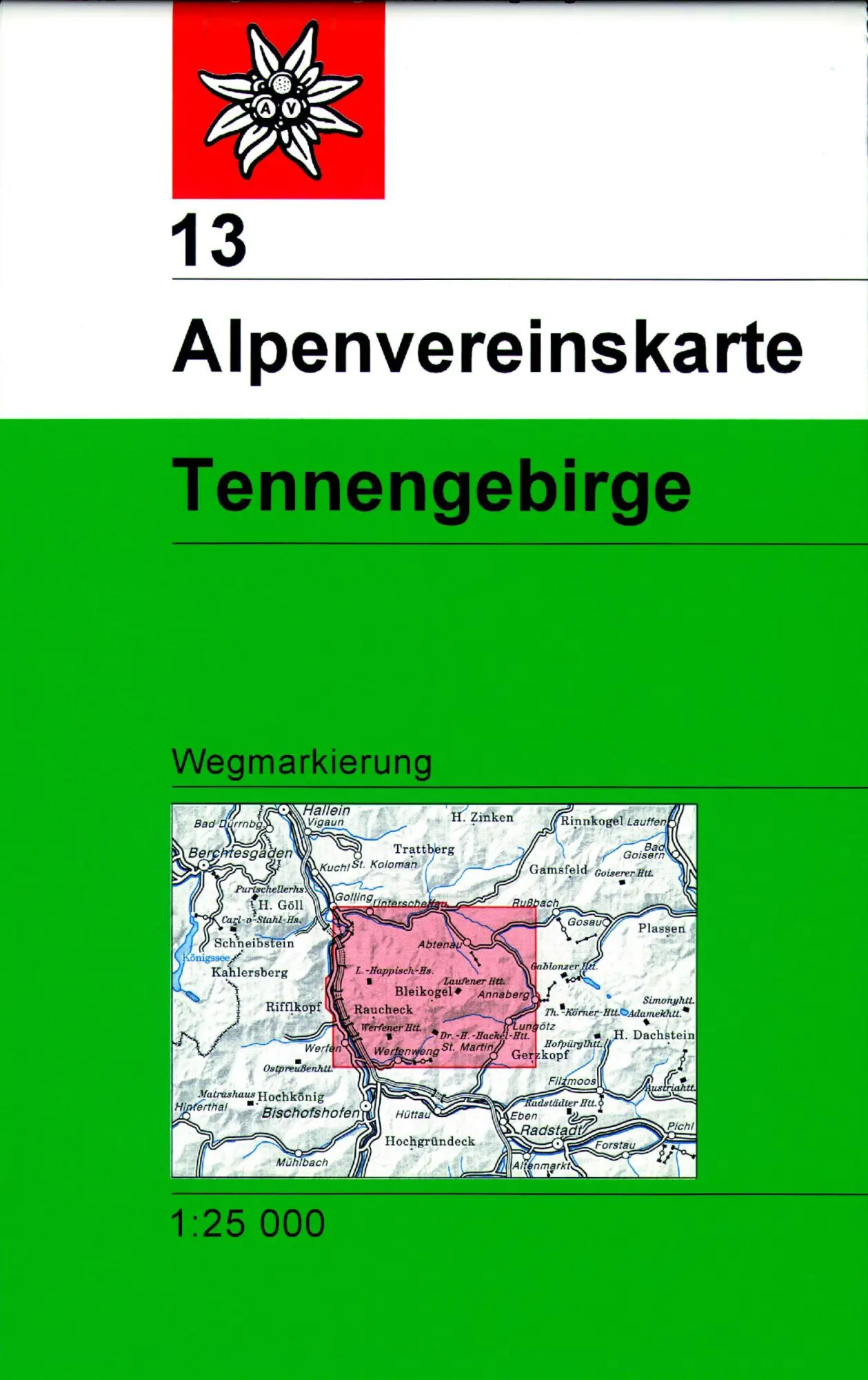 Cover: 9783937530550 | DAV Alpenvereinskarte 13 Tennengebirge 1 : 25 000 | Alpenverein | 2012
