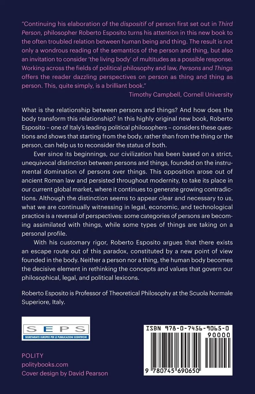 Rückseite: 9780745690650 | Persons and Things | From the Body's Point of View | Roberto Esposito