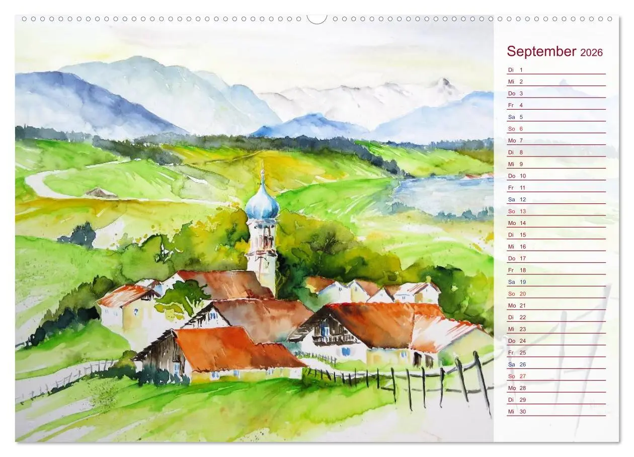 Bild: 9783457990650 | Murnau und das Blaue Land - Aquarelle und Fotografien (Wandkalender...