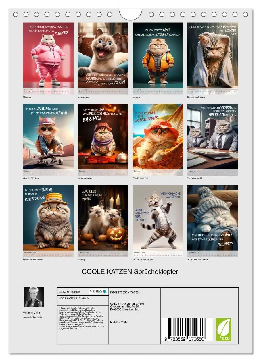 Bild: 9783569170650 | COOLE KATZEN Sprücheklopfer (Wandkalender 2027 DIN A4 hoch),...