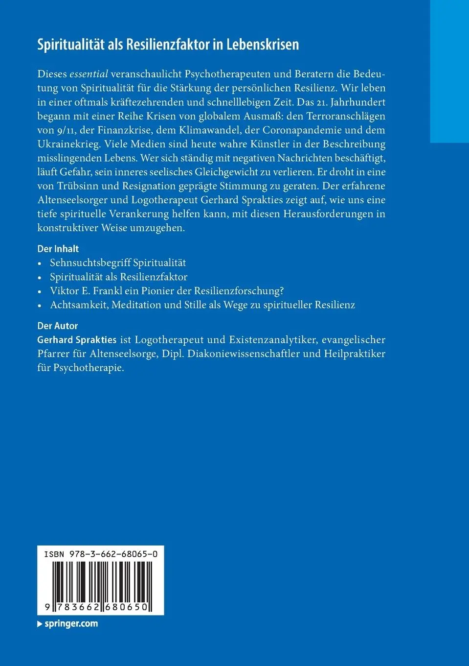 Rückseite: 9783662680650 | Spiritualität als Resilienzfaktor in Lebenskrisen | Gerhard Sprakties