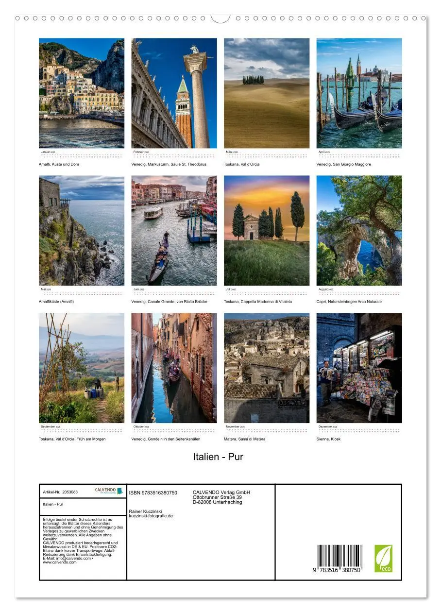 Bild: 9783516380750 | Italien - Pur (hochwertiger Premium Wandkalender 2026 DIN A2 hoch),...