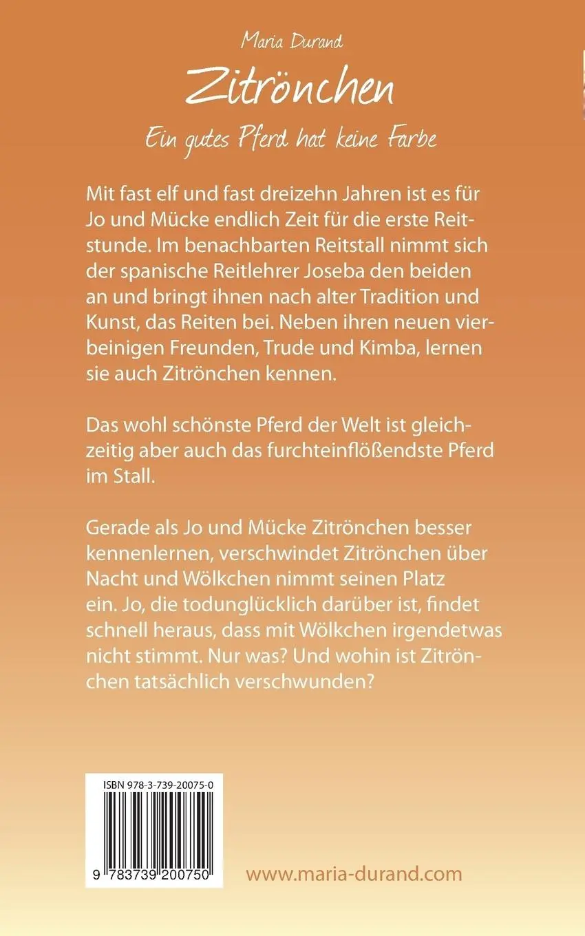 Rückseite: 9783739200750 | Zitrönchen | Ein gutes Pferd hat keine Farbe | Maria Durand | Buch