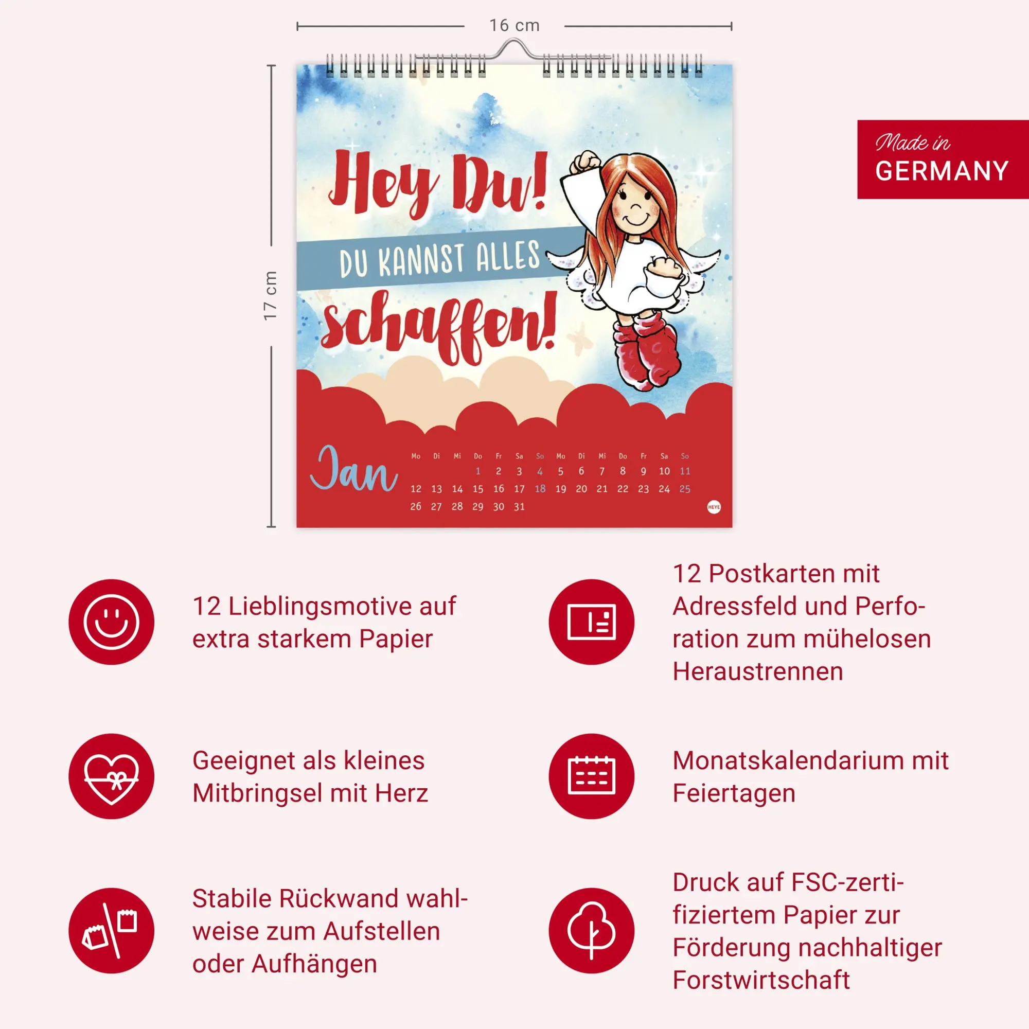 Bild: 9783756410750 | Schutzengel Postkartenkalender 2026 | Heye | Kalender | Spiralbindung