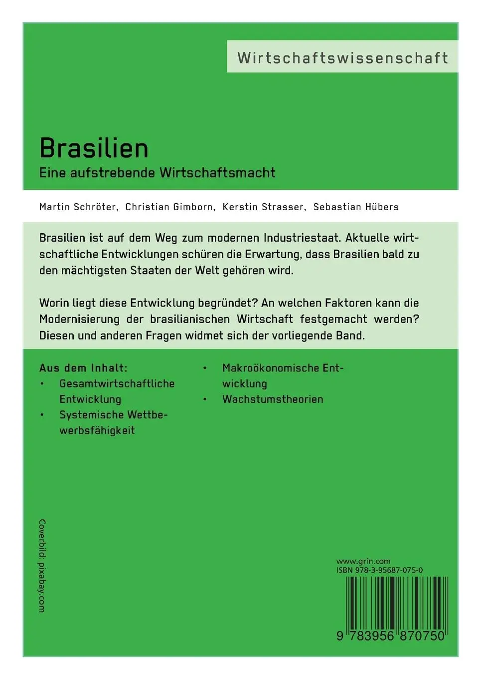 Rückseite: 9783956870750 | Brasilien. Eine aufstrebende Wirtschaftsmacht | Gimborn (u. a.) | Buch