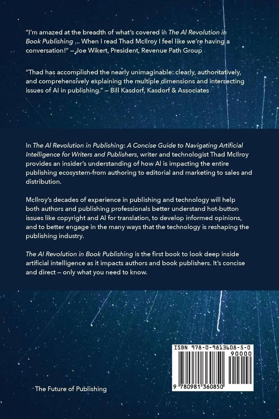 Rückseite: 9780981360850 | The AI Revolution in Book Publishing | Thad Mcilroy | Taschenbuch