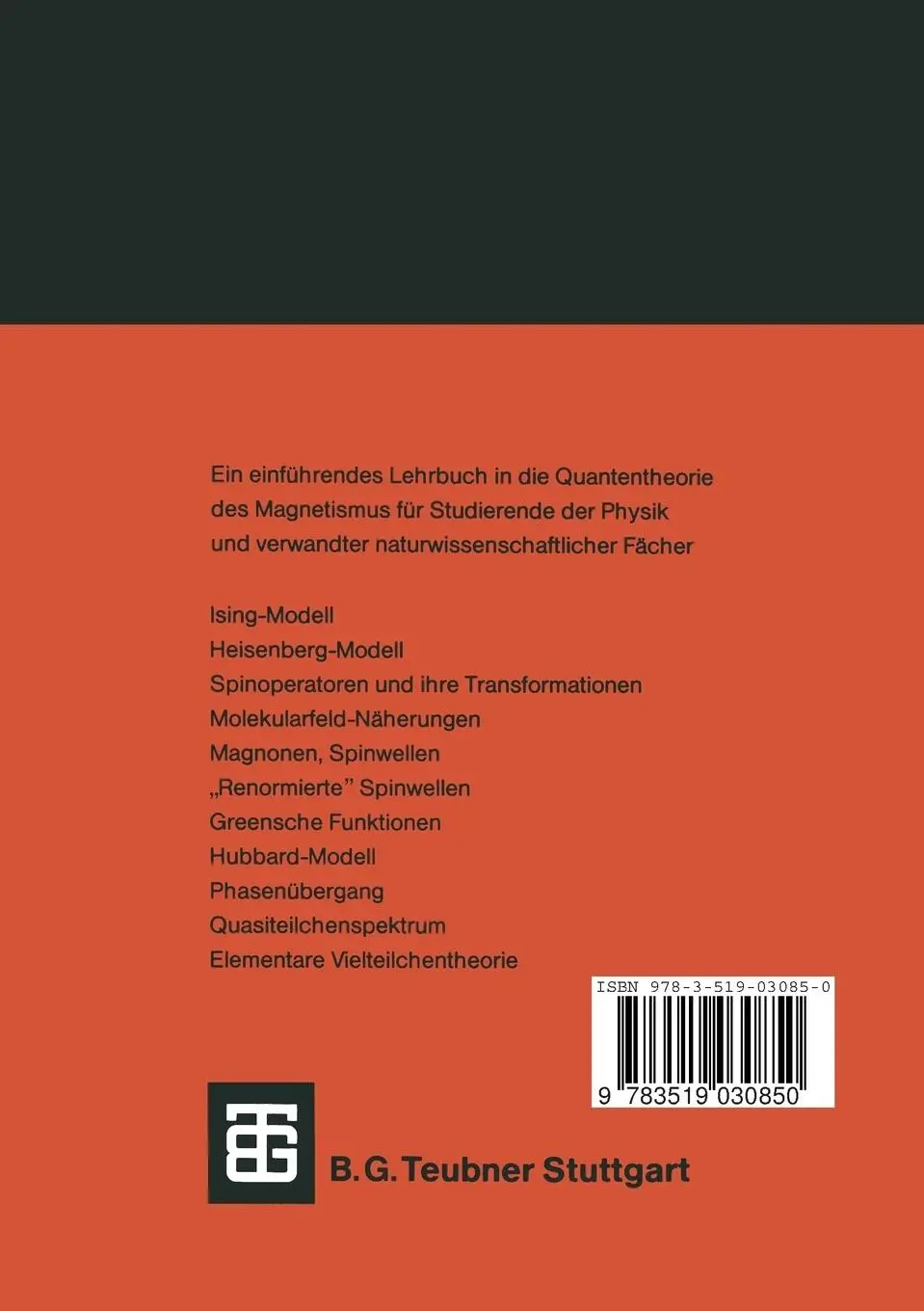 Rückseite: 9783519030850 | Quantentheorie des Magnetismus | Teil 2: Modelle | Wolfgang Nolting