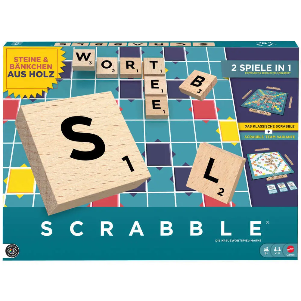 Cover: 194735320950 | Scrabble Original Holz 2 in 1 | Spiel | Karton | JGR62 | Deutsch