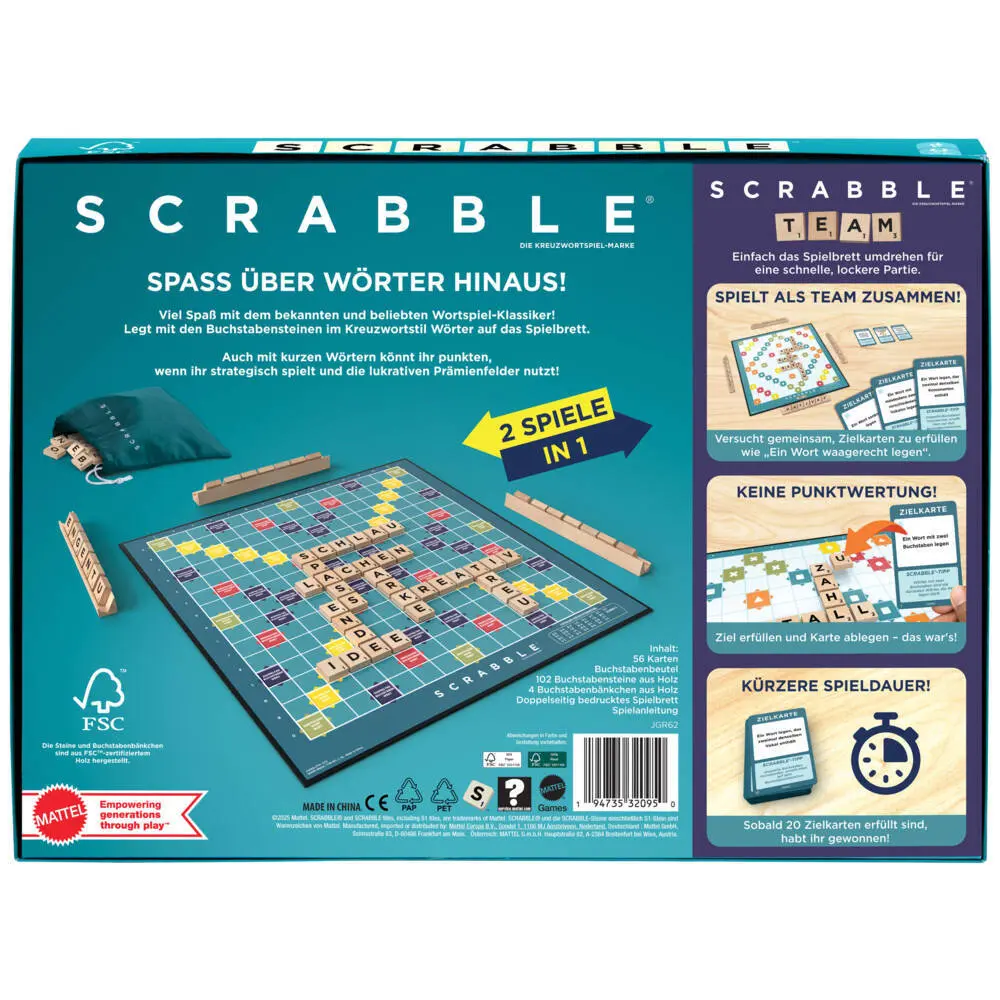 Bild: 194735320950 | Scrabble Original Holz 2 in 1 | Spiel | Karton | JGR62 | Deutsch