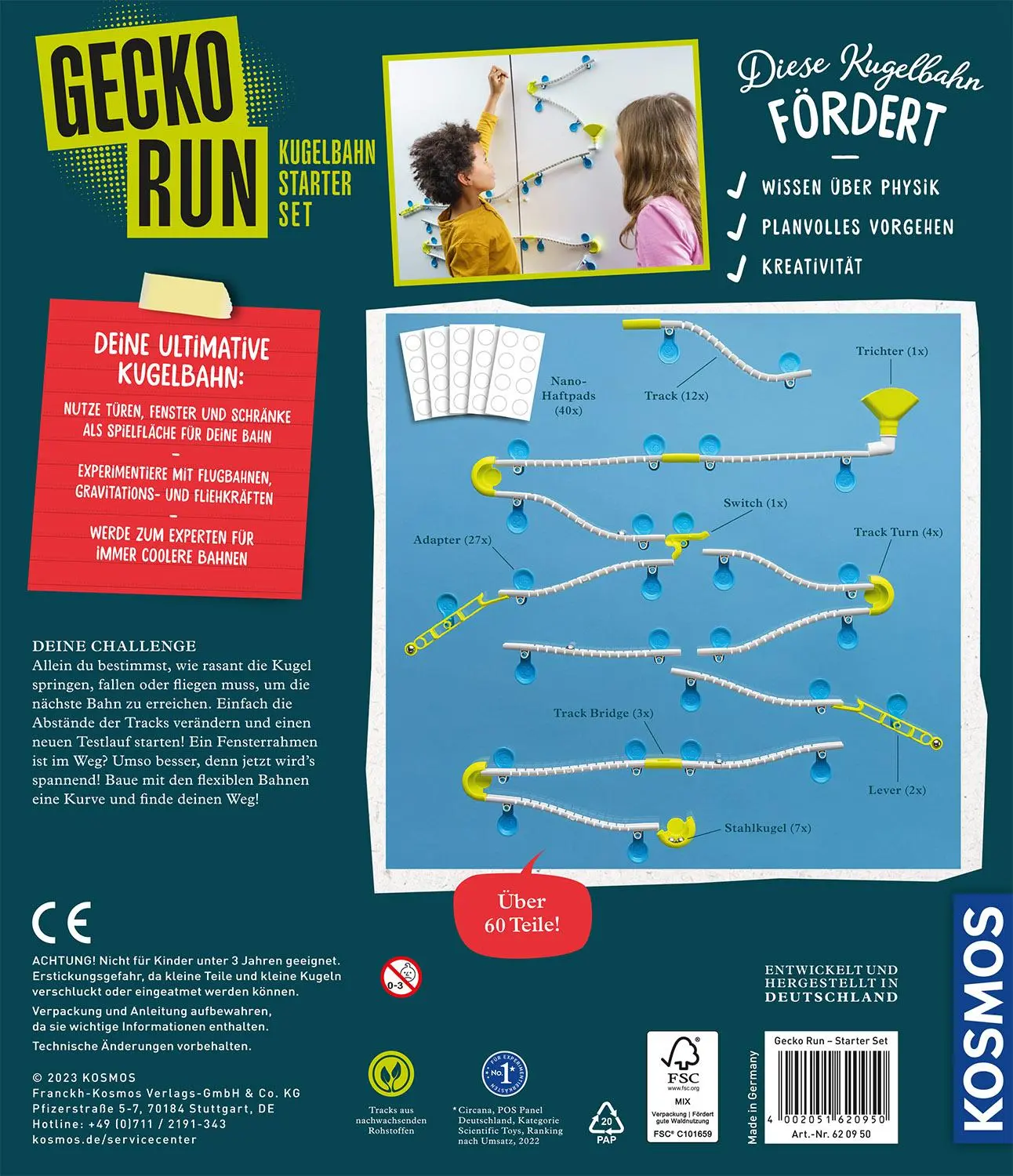 Rückseite: 4002051620950 | Gecko Run, Starter Set - Experimentierkasten | Spiel | Brettspiel
