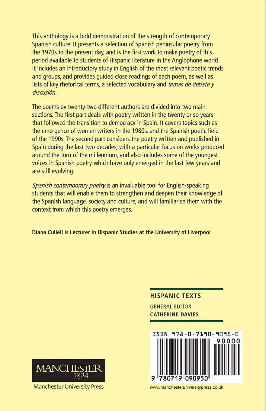 Rückseite: 9780719090950 | Spanish contemporary poetry | An anthology | Diana Cullell | Buch