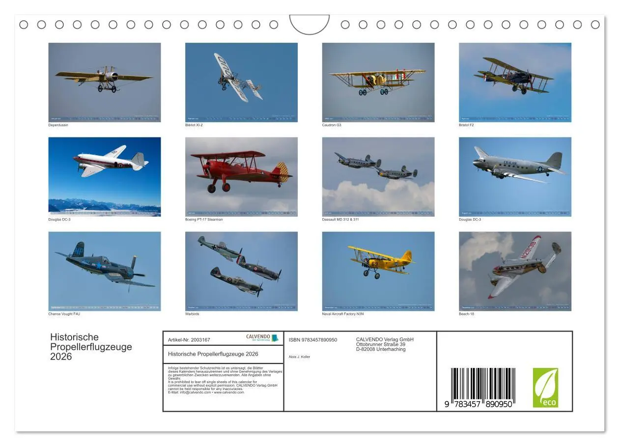 Bild: 9783457890950 | Historische Propellerflugzeuge 2026 (Wandkalender 2026 DIN A4...