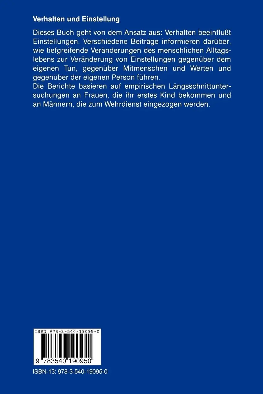 Rückseite: 9783540190950 | Verhalten und Einstellung | Hans D. Mummendey | Taschenbuch | xiii