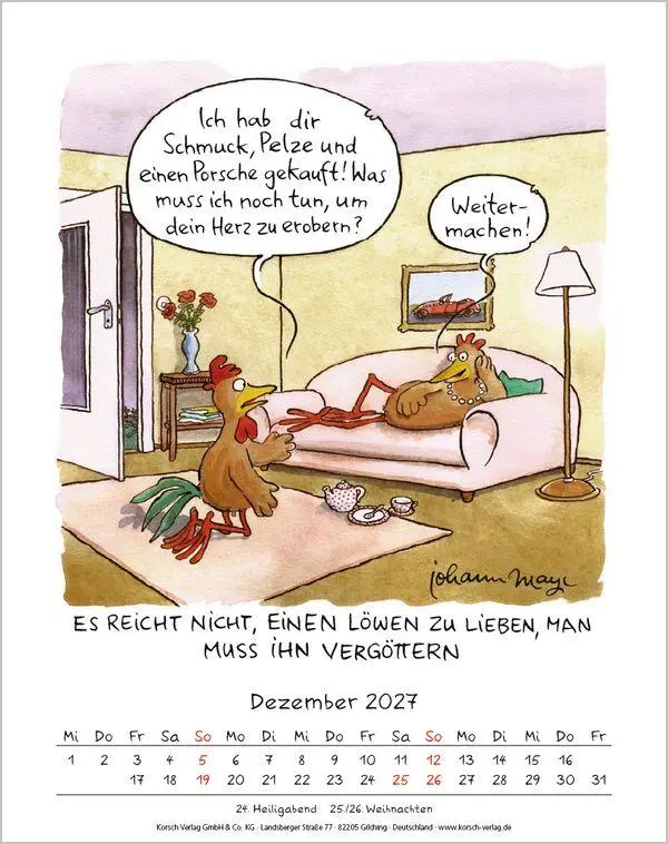 Bild: 9783819300950 | Löwe 2027 | Verlag Korsch | Kalender | Spiralbindung | 13 S. | Deutsch