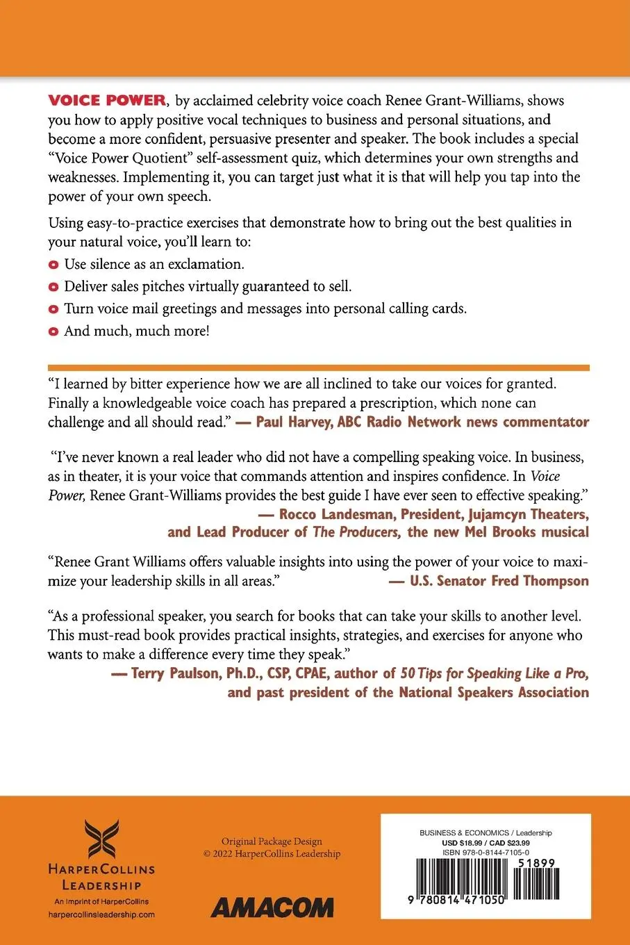 Rückseite: 9780814471050 | Voice Power | Renee Grant-Williams | Taschenbuch | Englisch | 2009