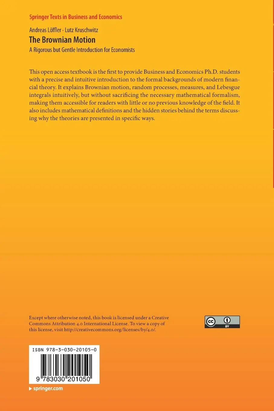 Rückseite: 9783030201050 | The Brownian Motion | Lutz Kruschwitz (u. a.) | Taschenbuch | x | 2020