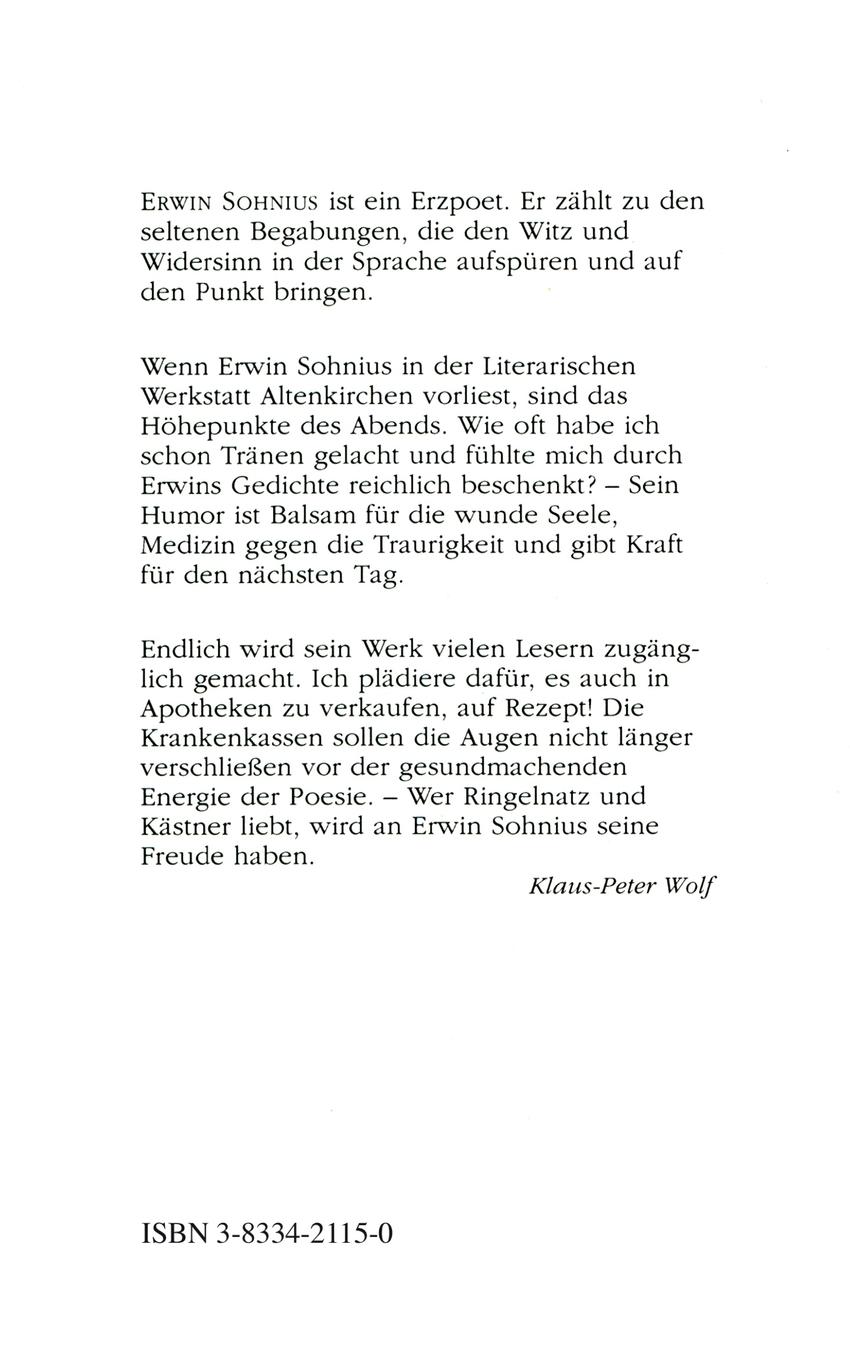 Rückseite: 9783833421150 | Meine heile Welt | Gedichte und Balladen Band 1 | Erwin Sohnius | Buch