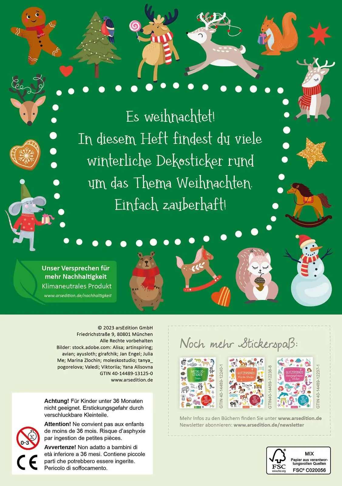 Rückseite: 4014489131250 | Weihnachtssticker | Über 200 Sticker | Broschüre | 16 S. | Deutsch