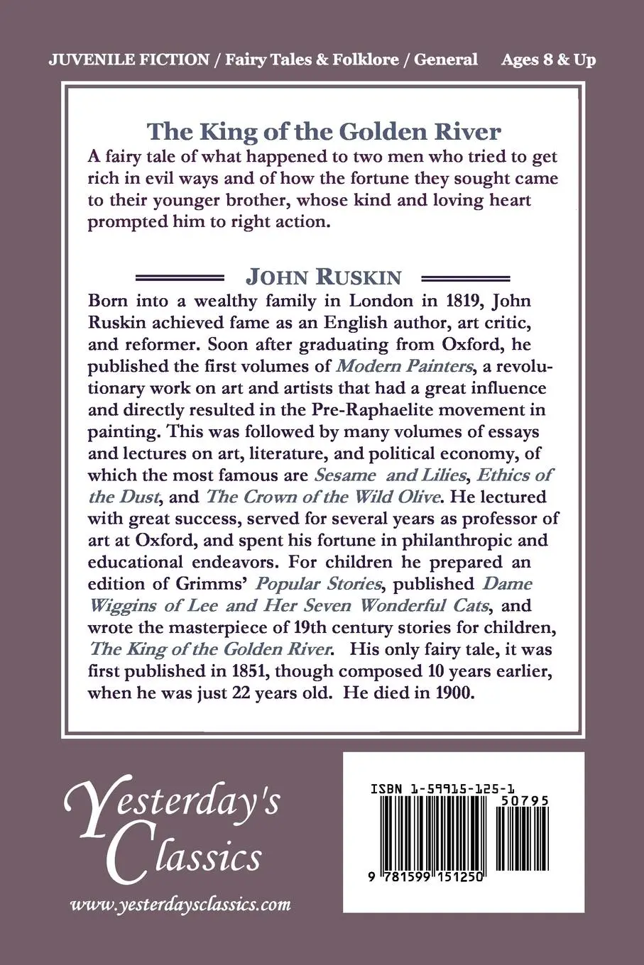 Rückseite: 9781599151250 | The King of the Golden River (Yesterday's Classics) | John Ruskin