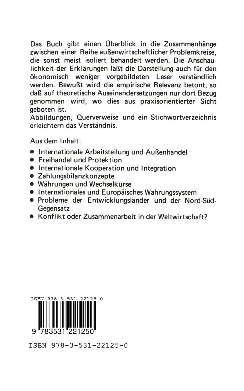 Rückseite: 9783531221250 | Internationale Wirtschaftsbeziehungen | Jörn Altmann | Taschenbuch