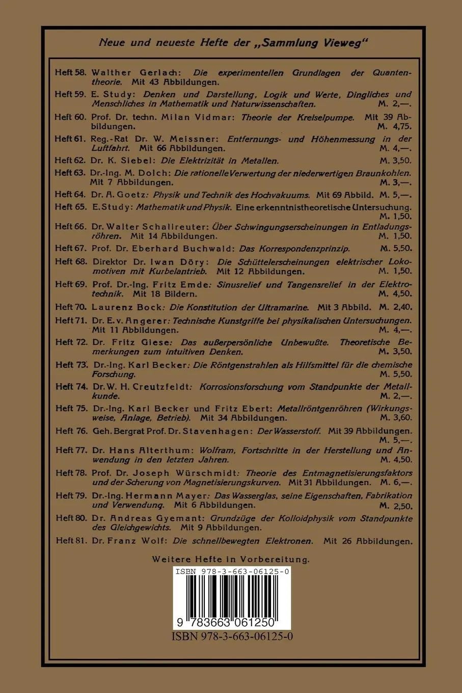 Rückseite: 9783663061250 | Die schnellbewegten Elektronen | Franz Wolf | Taschenbuch | vi