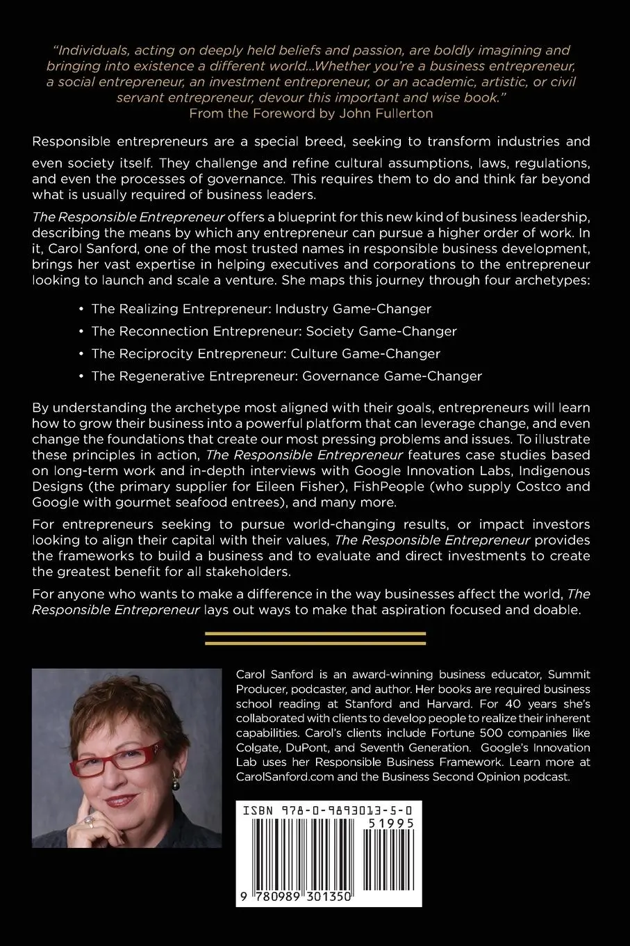 Rückseite: 9780989301350 | The Responsible Entrepreneur | Carol Sanford | Taschenbuch | Englisch