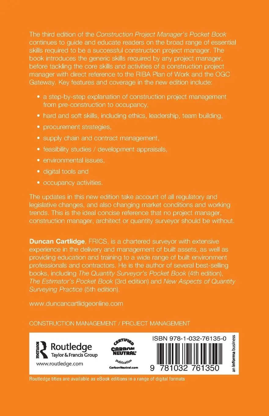 Rückseite: 9781032761350 | Construction Project Manager's Pocket Book | Duncan Cartlidge | Buch