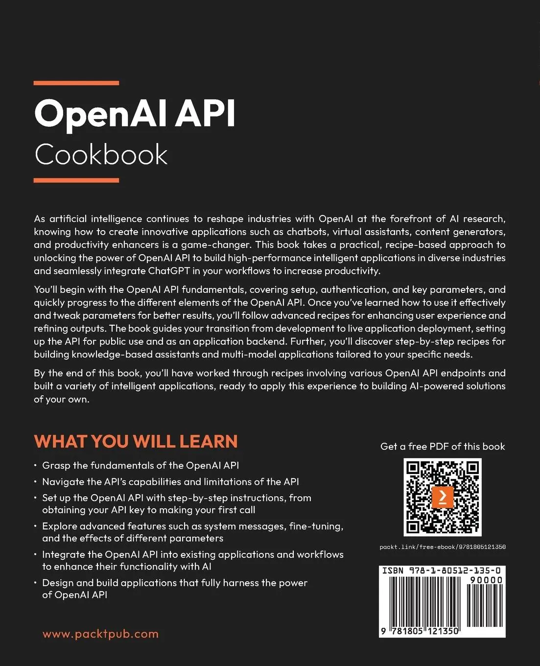 Rückseite: 9781805121350 | OpenAI API Cookbook | Henry Habib | Taschenbuch | Englisch | 2024
