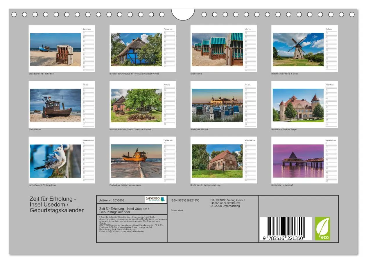 Bild: 9783516221350 | Zeit für Erholung - Insel Usedom / Geburtstagskalender...