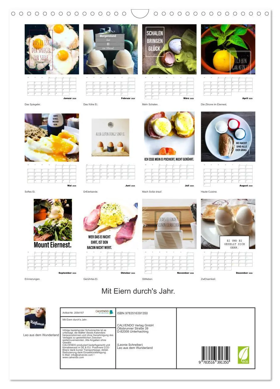 Bild: 9783516391350 | Mit Eiern durch's Jahr. (Wandkalender 2026 DIN A3 hoch), CALVENDO...