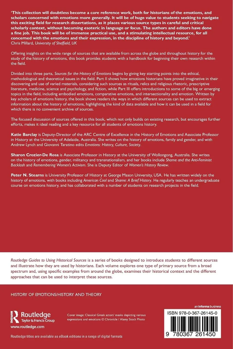 Rückseite: 9780367261450 | Sources for the History of Emotions | A Guide | Katie Barclay (u. a.)
