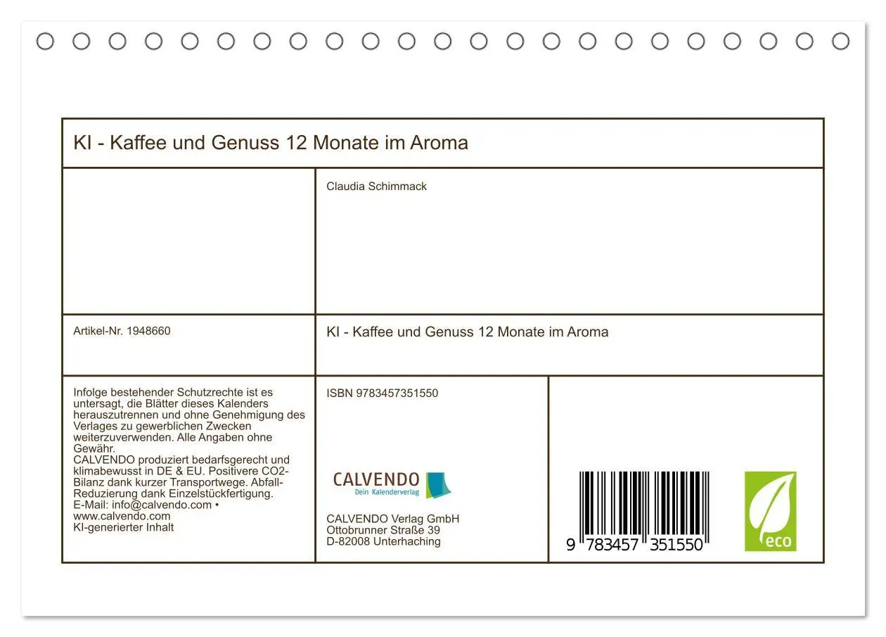 Bild: 9783457351550 | KI - Kaffee und Genuss 12 Monate im Aroma (Tischkalender 2026 DIN...