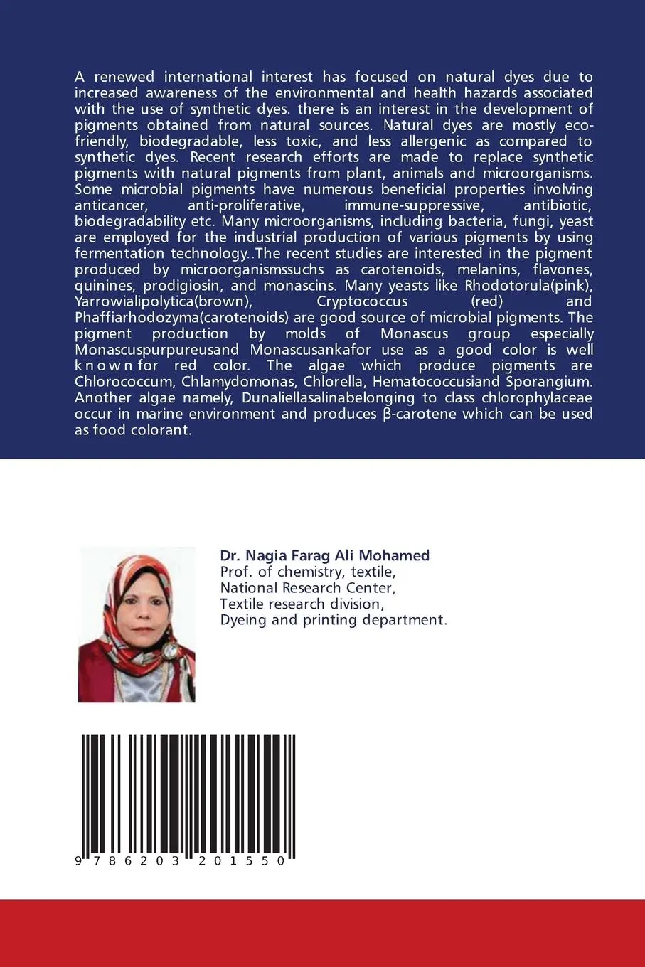 Rückseite: 9786203201550 | Production of natural and microbial Pigments and their application
