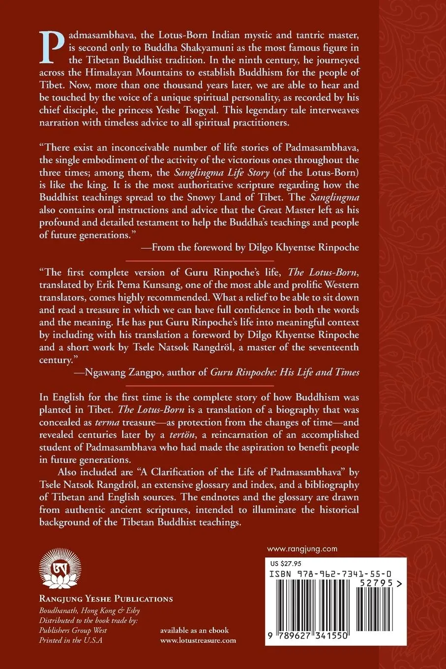 Rückseite: 9789627341550 | The Lotus-Born | The Life Story of Padmasambhava | Yeshe Tsogyal