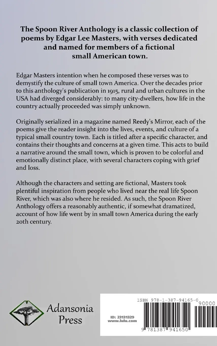 Rückseite: 9781387941650 | Spoon River Anthology | Edgar Lee Masters | Buch | Englisch | 2018