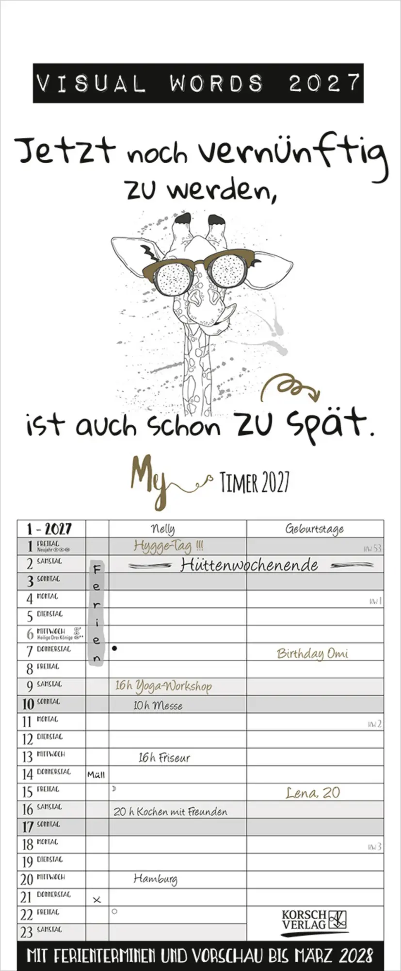 Cover: 9783819301650 | My Timer Visual Words 2027 | Verlag Korsch | Kalender | Spiralbindung