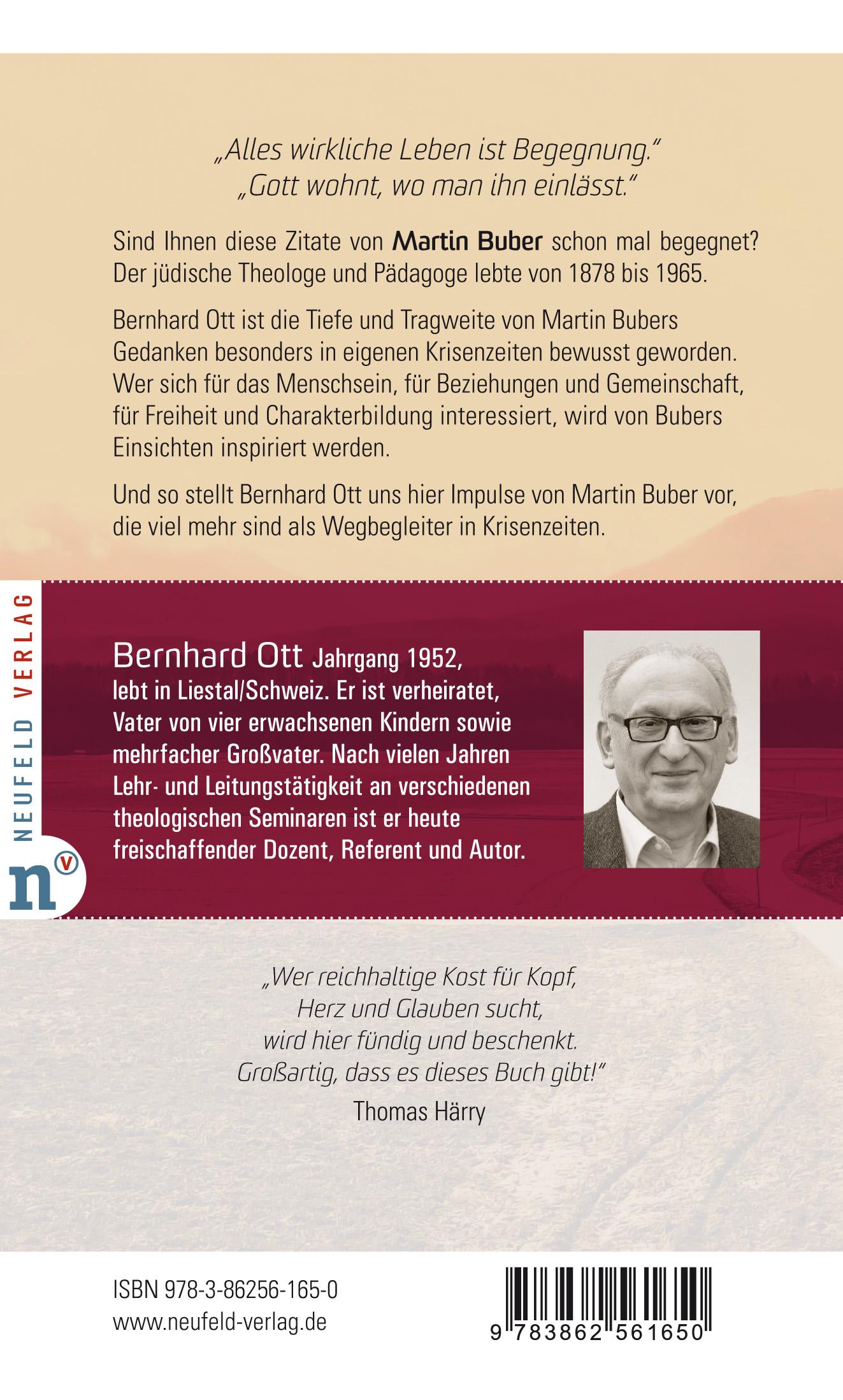 Rückseite: 9783862561650 | Wegbegleiter in Krisenzeiten | Impulse von Martin Buber | Bernhard Ott