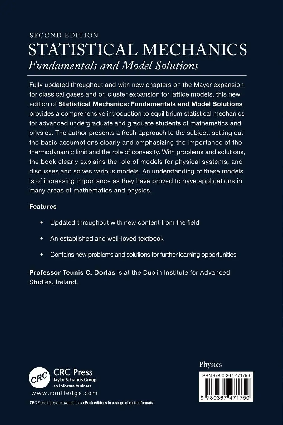 Rückseite: 9780367471750 | Statistical Mechanics | Fundamentals and Model Solutions | Dorlas
