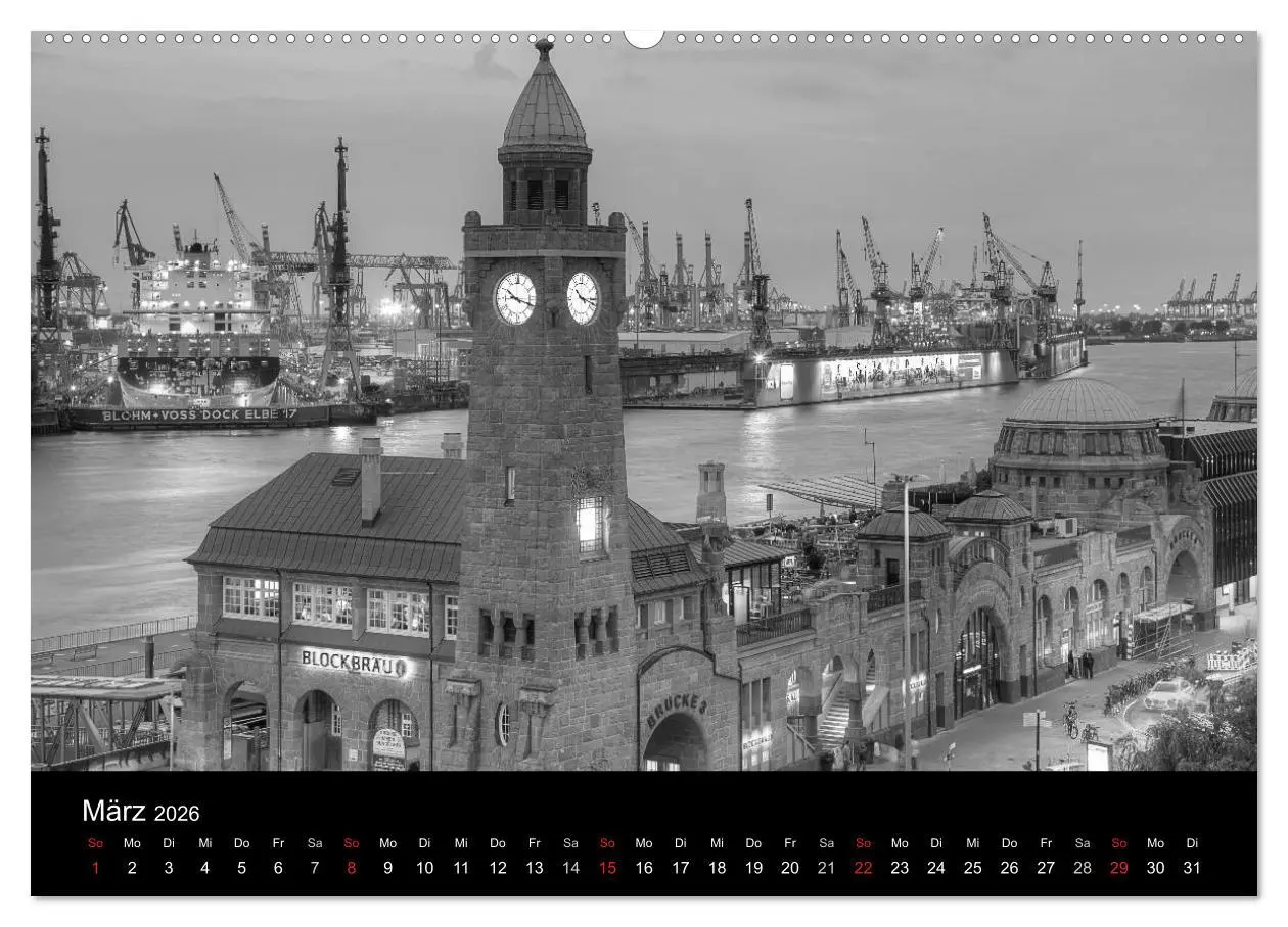 Bild: 9783516111750 | Hamburg monochrome Impressionen (hochwertiger Premium Wandkalender...