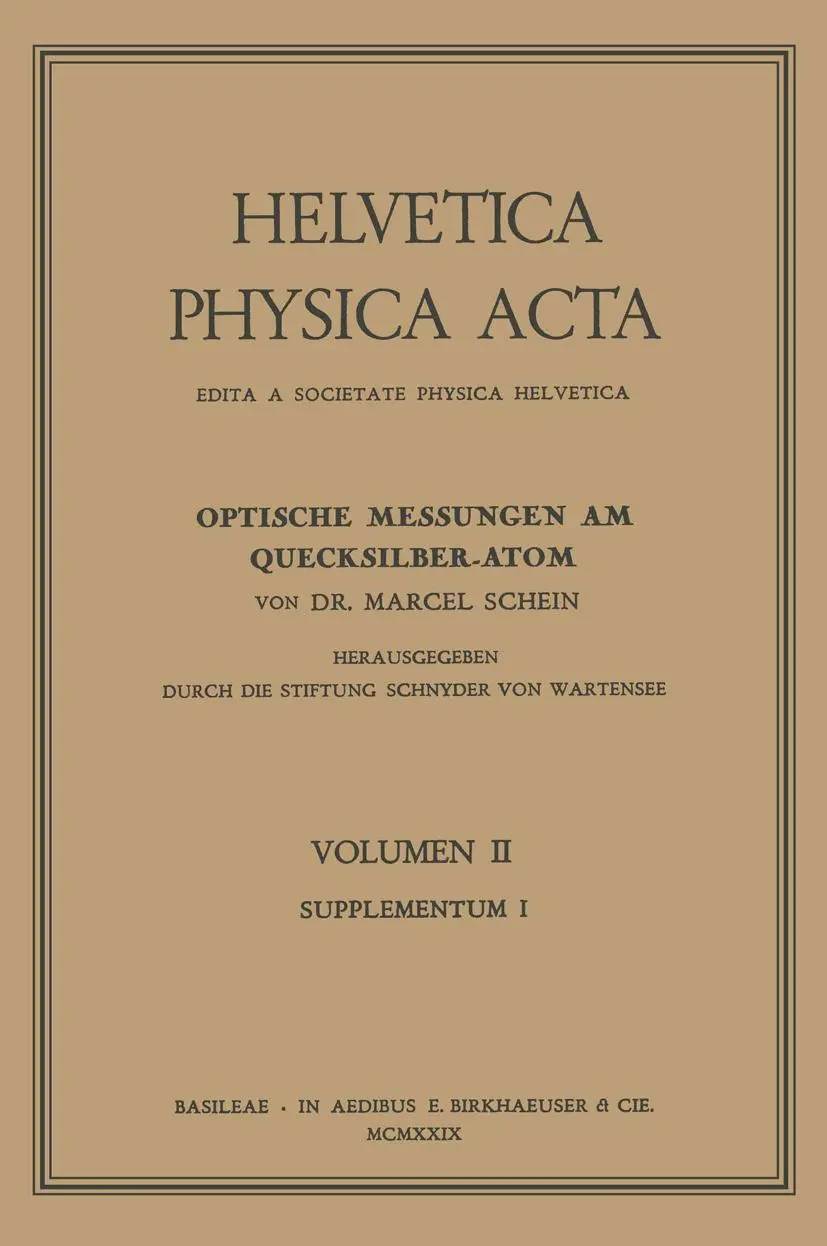 Cover: 9783764301750 | Optische Messungen am Quecksilber-Atom | Schein | Taschenbuch | ii