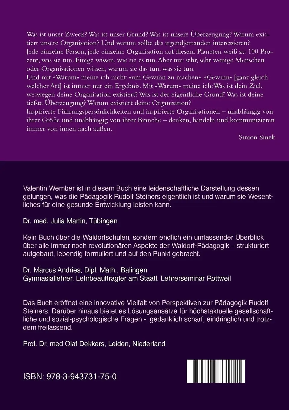 Rückseite: 9783943731750 | Die fünf Dimensionen der Waldorfpädagogik | Valentin Wember | Buch