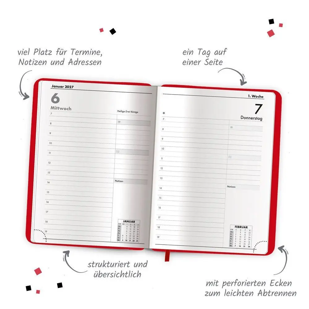Bild: 4251901511850 | TRÖTSCH - Buchkalender A5 Rot 2027 | Taschenkalender | KG | Kalender
