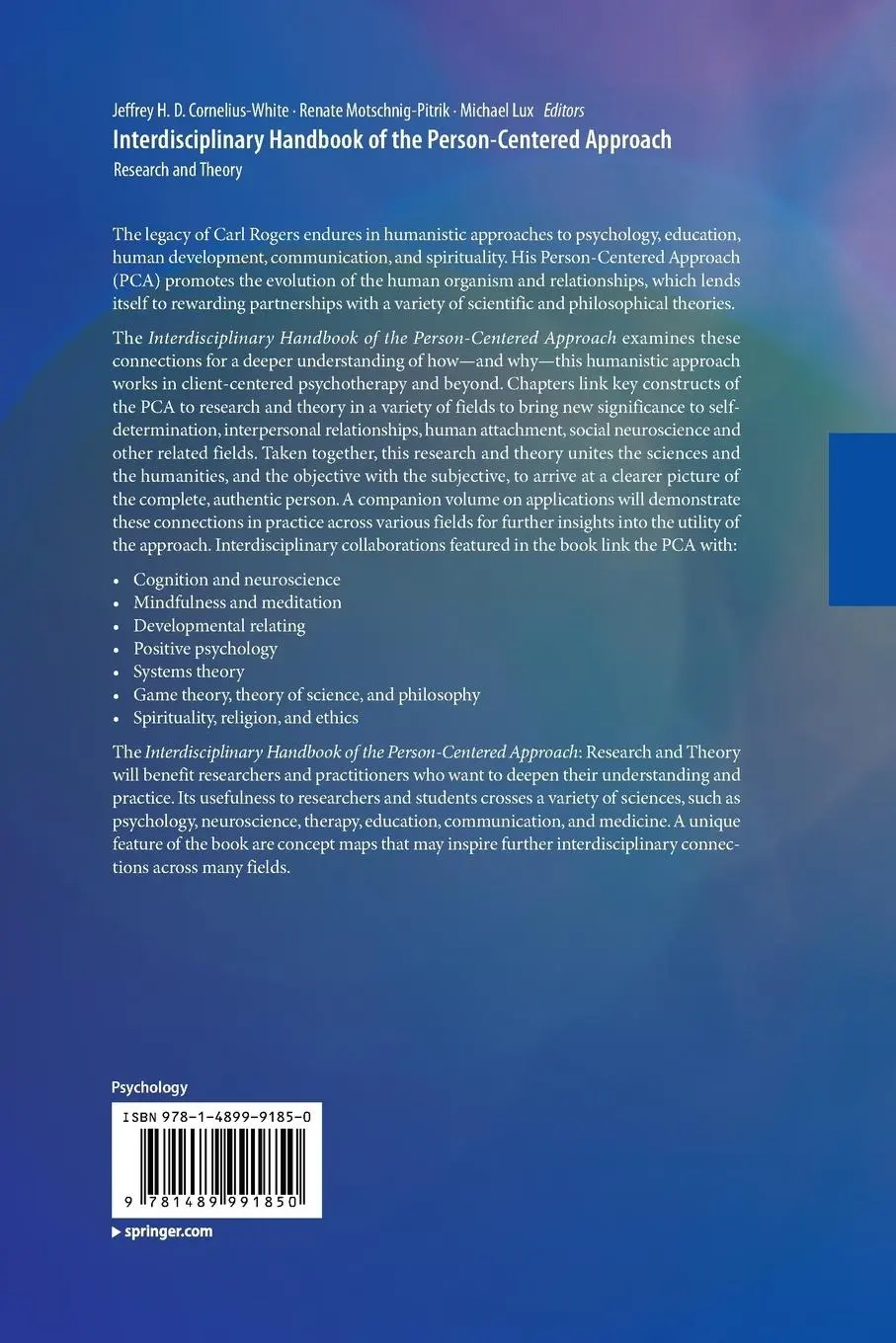 Rückseite: 9781489991850 | Interdisciplinary Handbook of the Person-Centered Approach | Buch
