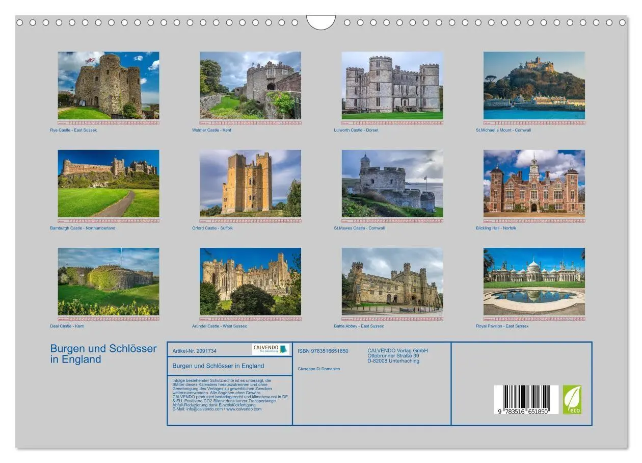 Bild: 9783516651850 | Burgen und Schlösser in England (Wandkalender 2026 DIN A3 quer),...