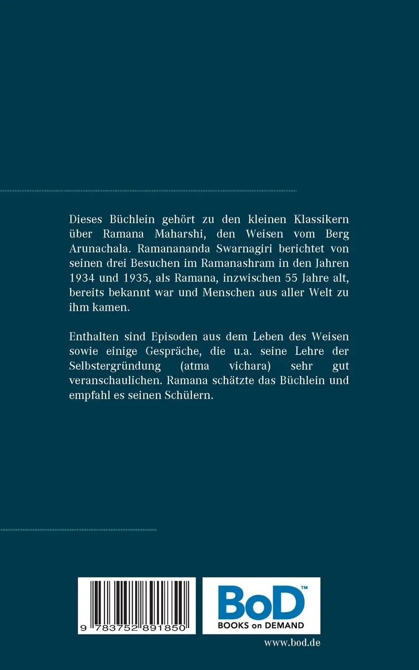 Rückseite: 9783752891850 | Erfahrungen mit der Lehre Ramana Maharshis | Brosamen von seinem Tisch