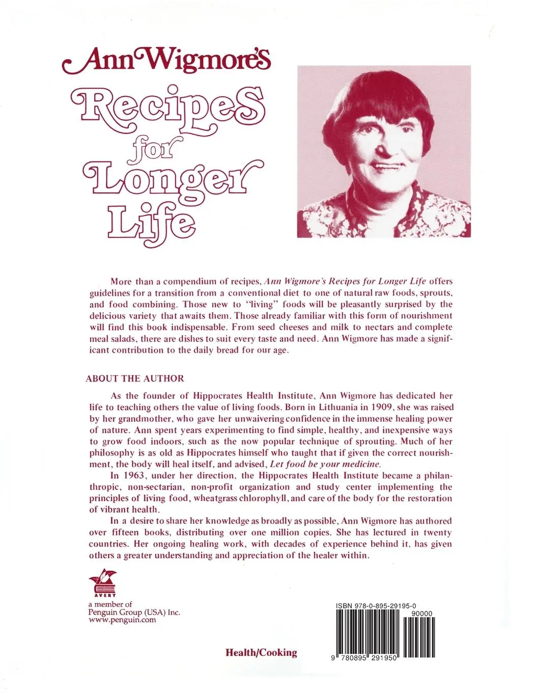 Rückseite: 9780895291950 | Recipes for Longer Life | Ann Wigmore | Taschenbuch | Englisch | 1982