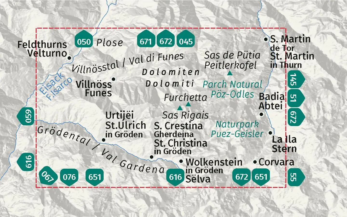Bild: 9783991541950 | KOMPASS Wanderkarte 627 Villnösstal / Val di Funes, Naturpark...