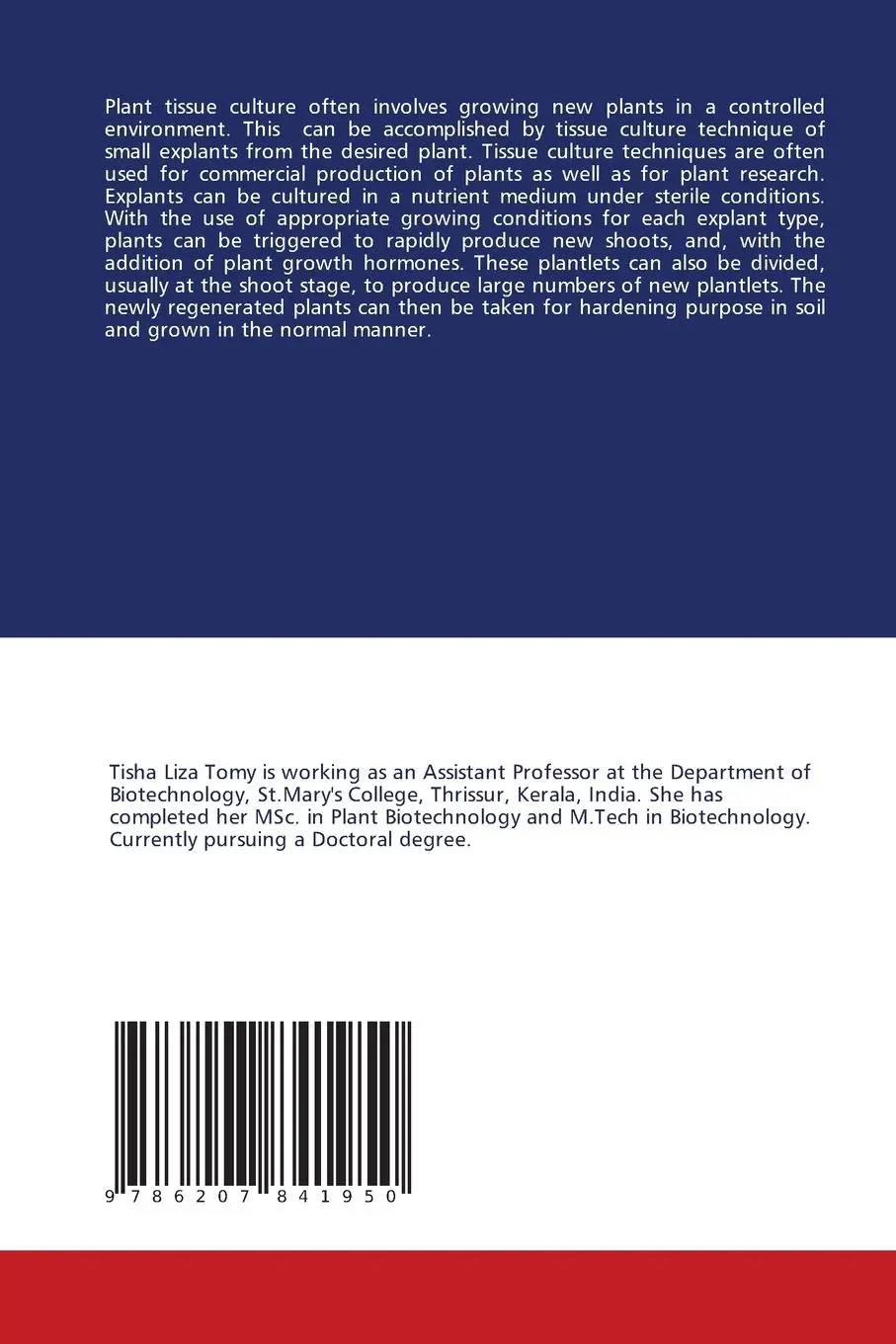 Rückseite: 9786207841950 | BASIC TECHNIQUES IN PLANT TISSUE CULTURE | LAB MANUAL | Tomy | Buch