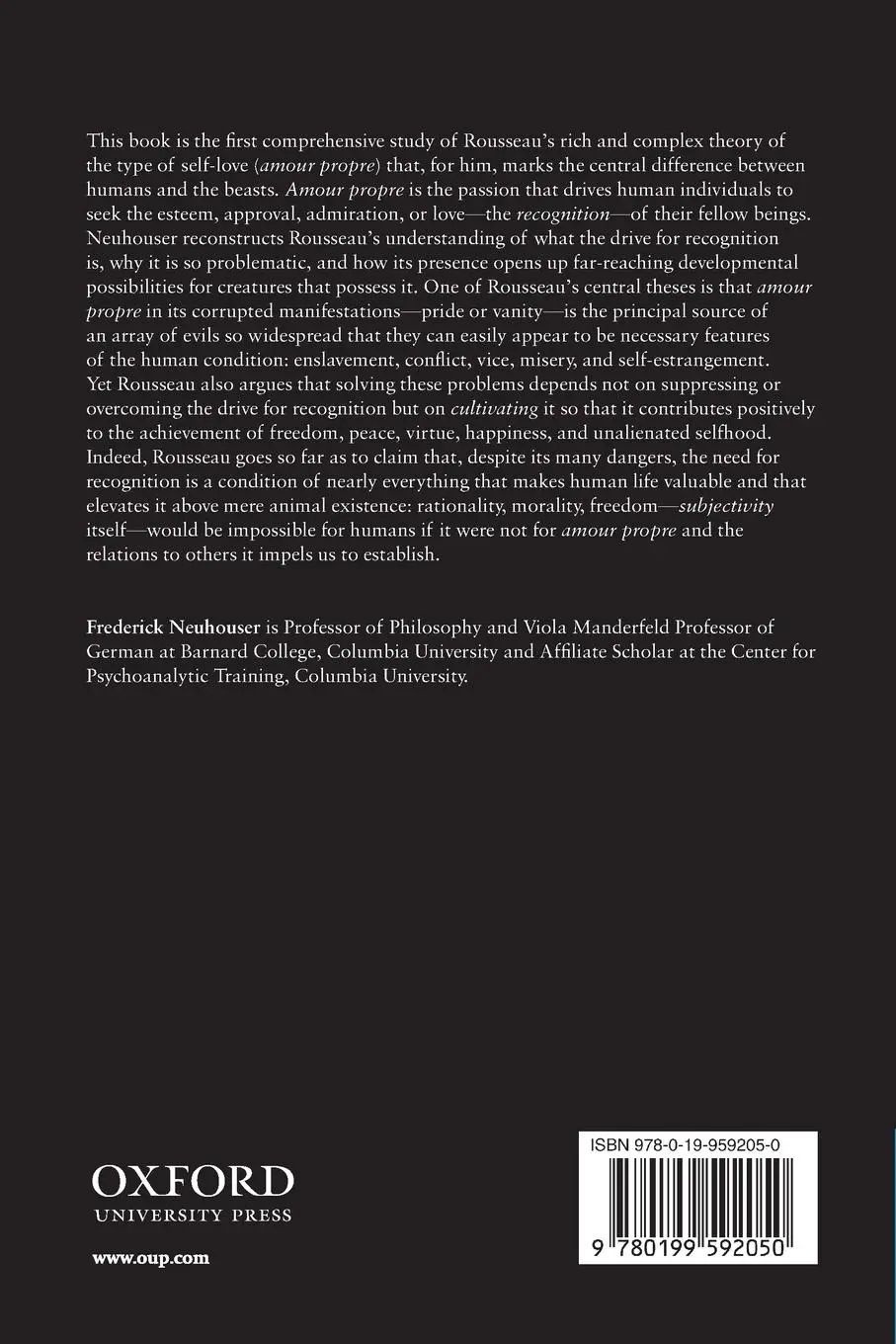 Rückseite: 9780199592050 | Rousseau's Theodicy of Self-Love | Frederick Neuhouser | Taschenbuch