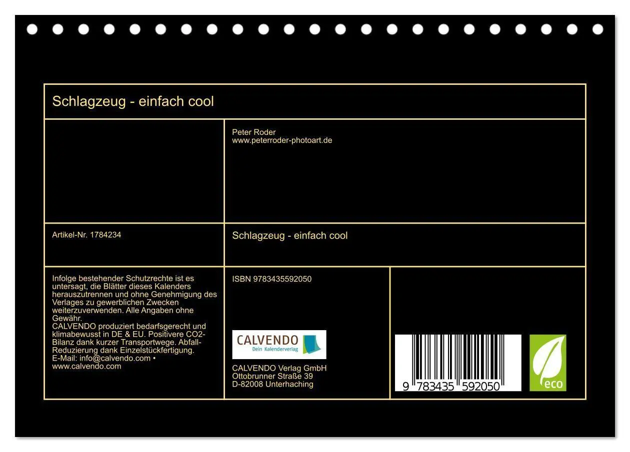 Bild: 9783435592050 | Schlagzeug - einfach cool (Tischkalender 2025 DIN A5 quer),...
